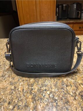Bon Maxie Black Leather Crossbody Bag